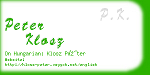 peter klosz business card